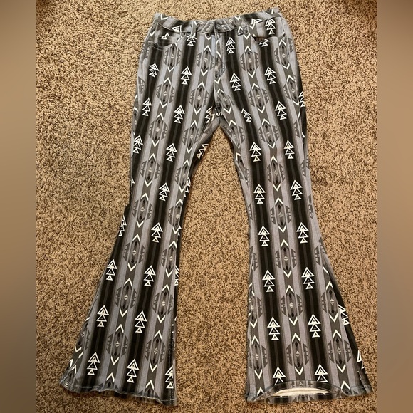 Rock & Roll Denim Ladies Multi Colored High Rise Flare Jeans WHN6091 Size 30x 34 - Picture 2 of 13